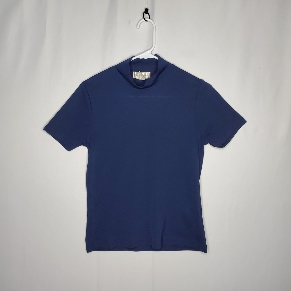 Casual Corner Mock Neck Short Sleeve Top Women Small 90s Vtg Modest Preppy...